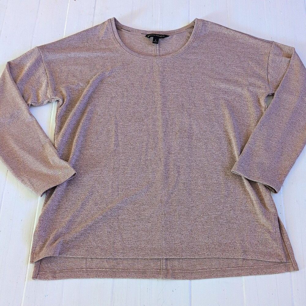 Banana Republic Women S Beige Knit Crewneck Logo Long Sleeve Relaxed Fit